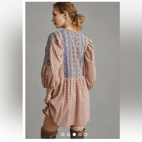 Anthropologie Embroidered Tunic Mini Dress. Size XS perfect - Picture 3 of 16